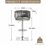 SERENIT Modern Velvet Breakfast Bar Stools Swivel Barstools Adjustable Counter Stools with Backrest V255-SE-SP1782R-GREY
