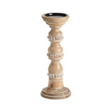 Handcrafted Mango Wood Beaded Pillar Candleholder 30cm V637-50524CDL