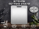 Double-Sided Titanium Cutting Board in Silver, 36x25CM, Heat Resistant for Kitchen and Camping V178-59250