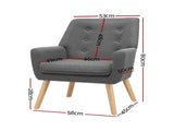 Artiss Armchair Linen Fabric Grey Charcoal UPHO-B-ARM04-GY