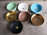 2023 Matte Black matte white matte Pink Green Gold Copper Round 360 mm Dia top counter basin V549-360MB