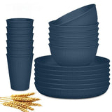 Wheat Straw Dinnerware Set Unbreakable Dinner Plates BPA-Free Dinnerware - Light Green - Size 01 V1106-122-43975-LIG-01