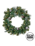 Christabelle 61cm Christmas Wreath Bayville Pine with LED Lights Front Door Decoration Ornament 112_NATBV61
