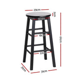 Artiss 4x Bar Stools Round Chairs Wooden Black BA-G-7033-BKX4