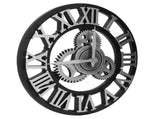 Large 3D Retro Wall Clock 34CM Vintage Wooden Gear Wall Clock Numerals Industrial Style Clocks for V1294-YM0901-3115240034512