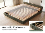 Artiss Queen Bed Frame Chenille Heavy Duty Platform Base Green 300kg Support No Box Spring Needed BFRAME-I-OASIS-Q-GN-AB