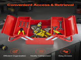 Metal Tool Box, 14-inch, 2-Tier 3-Tray Portable Folding Tool Chest Organizer with Handle & Lock V952-FDSBXSGJX14I7NN0BV0