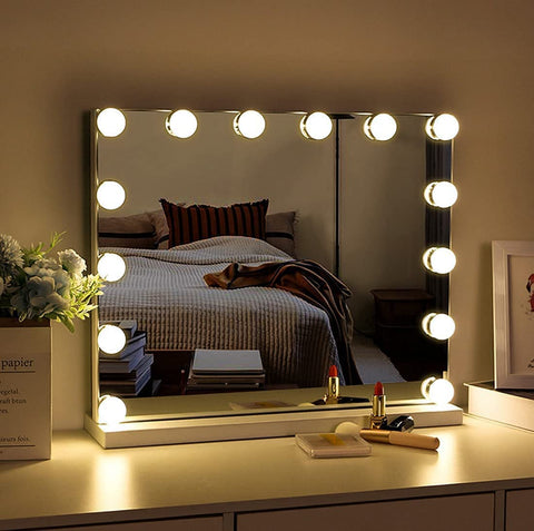 Hollywood Vanity Style LED Makeup Lights Mirror with 3 Color Modes Lights with 10 Dimmable Bulbs V178-14674