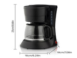 Electric Maker Drip Machine with 600ml/20.3oz Pot Espresso Maker 600W Heating V1294-YM0901-H48667EU