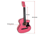 Karrera 38in Cutaway Acoustic Guitar with Carry Bag - Pink CC38-PK