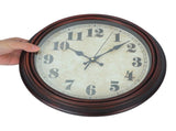 Rustic Wall Clock Dark Brown Large Dial Silent for Home Battery Operated V1366-AZ2-W-23805