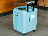 Smart Hard-Shell Luggage with USB Charging Port & Cup Holder - 20"Spinner Suitcase in Blue V888-ELOSUNG10835