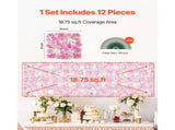 3D Flower Wall Panel, 12 PCS 15 x 15 inch, Artificial Floral Wall Background Mesh Backing V952-PJSRZZWQ12PCUTY5VV0