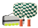 Set 1 White And Green T700 Carbon Fiber Pickleball Paddle Set - 2 Paddles, 4 Balls, and Portable V888-ELOSUNG23604