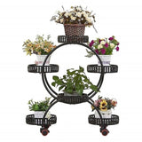 4 Layer 6 Pots Flower Holder Plant Stand Shelf 4-Wheel Free Moving Rack V63-840601