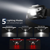 LED Headlamp Rechargeable 2 Packs - Super Bright Head Lamp with 5 Modes for Camping & Hiking Gear V1369-AZ3-W-22325