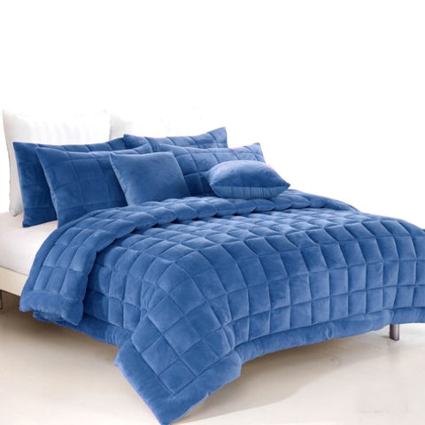 Alastairs Augusta Faux Mink Quilt / Comforter Set Denim Super King V442-MFL-QUILT-AUGUSTAMINK-DENIM-SK