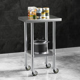 Cefito Stainless Steel Kitchen Benches Work Bench Wheels 61X46CM 430 SSKB-430S-WHEEL-24-18