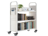 Rolling Library Book Cart, 150 kg Capacity, 77 x 38 x 122 cm Library Cart, Single Sided L-Shaped V952-LXTSGTCBS330DZLNM001V0