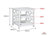Sarantino Oliver 2-Tier Bedside Table - White TBL-48V-02-WH