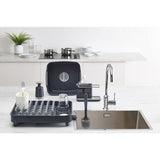 Sink storage/organizer with integrated drain, holder for sponge, brush, detergent and dishcloth, V1189-LC-LY-00025