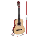 Alpha 39 Inch Classical Guitar Wooden Body Nylon String Beginner Gift Natural GUITAR-D-39-NAT
