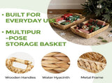 2 Pack Wicker Storage Baskets with Wooden Handles, Large Water Hyacinth Basket for Organizing V1258-DP02-C-599