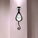 Black Cat-Shaped Clock Home Decor Clock Unique Wall Clock High-Quality Clock Cat V1347-115-BLA-23670