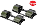 Powertrain Eon Dial Up 90KG Adjustable Dumbbells Pair - Green DMB-B14-045-GN-2
