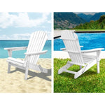 Gardeon Adirondack Outdoor Chairs Wooden Foldable Beach Chair Patio Furniture White FF-BEACH-NTLCHAIR-WH