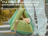 Green 2-in-1 Fluffy Travel Cat Bed & Car Safety Seat - Enclosed Windproof Pet Carrier with V888-ELOSUNG45811