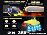 36V 8" Mini Cordless Electric Chainsaw 2XBattery 36V Wood Cutter Rechargeable V201-FDZ0036YL8AU