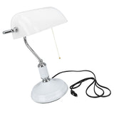 Bankers Table White Glass Vintage Style Desk with Retro Pull Chain Switch Reading Table V1294-YM0901-3119240001511
