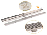 Silver 304 Stainless Steel 900mm Strip Fence Shower Grate Floor Drain 50mm Waste V1233-LGWG02A900BS