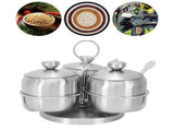 Seasoning Pot Set Innovative Rotating Condiment Spice Salt Sugar Jar Container with Lid Spoon V1294-YM0721-3118210044911