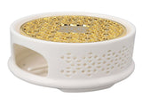 Teapot Warmer Tea Coffee Warmer Base Ceramic Heater with Spoon Lid and Candle Holder White V1294-YM0703-3118230130511