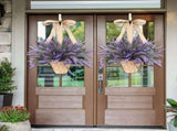 Artificial Hanging Flowers in Basket for Front Door Hanging Lavender Wreath Basket Outdoor Indoor V1294-YM0716-10348076