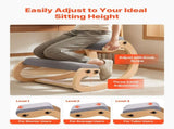 Ergonomic Kneeling Chair, Wooden Posture Knee Chair with Adjustable Thick Foam Cushions & Solid Wood V952-JYKGYHSBDLWKIM5W8001V0