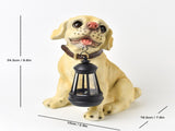 Solar Dog Garden Statue with Lantern Waterproof Resin Puppy Ornament for Outdoor Patio Pathway V888-ELOSUNG43356
