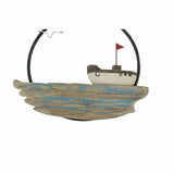 Set 2 Handcrafted Round Boat / Beach Wall Art 28cm V637-12815WAL