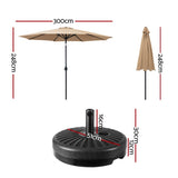 Instahut 3m Outdoor Umbrella w/Base Pole Tilt Beach Garden Patio Beige UMB-POLE-3-TIL-BASE-BG