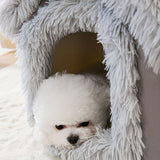 Plush Pet House with Detachable Cushion Cozy, Warm, and Stylish Indoor Cat or Small Dog Bed Soft V1341-ZY-9MDMUPYV-L-BROWN