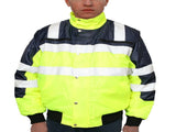 3-in-1 Hi Vis Safety Bomber Jacket Waterproof Reflective Quilted - Yellow/Navy - L V563-WB-HIVISJKT-YLW-L