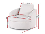Artiss Round Swivel Armchair Extra Pillow White UPHO-B-ARM11-SWL-WH