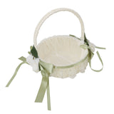 Flower Girl Basket Romantic Elegant Lightweight Hand Woven Wedding Flower Basket for Bride 5800 V1294-YM0901-3115240063713