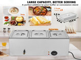 3-Pan Commercial Food Warmer, 16.5L Electric Steam Table, 1200W Professional Countertop Stainless V952-SYSPBWQPTK31E3ZVSV3