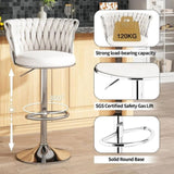 SERENIT Modern Silver Swivel Upholstered Velvet Adjustable Height Counter Stool with Metal Frame V255-GP2217R-WHITE