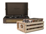 Crosley Voyager Bluetooth Portable Turntable - Cocoa Bundled Record Storage Crate V398-CR8017BSC-CO4