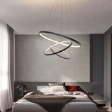 BAMDECOR 18801 Modern LED Chandelier, Dimmable Pendant Light with Remote Control Rings Round Ceiling V255-BAM-18801/3-BLACK
