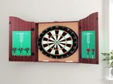 18" Dartboard Dart Board with Steel Darts Wooden Cabinet Party Game DB-BOX-18IN